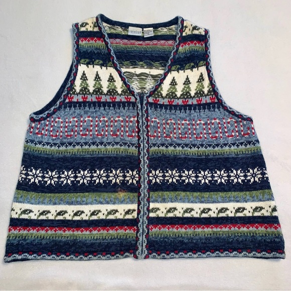 Carolina Colours Vintage Christmas Fair Isle Sweater Vest XL - Picture 1 of 6